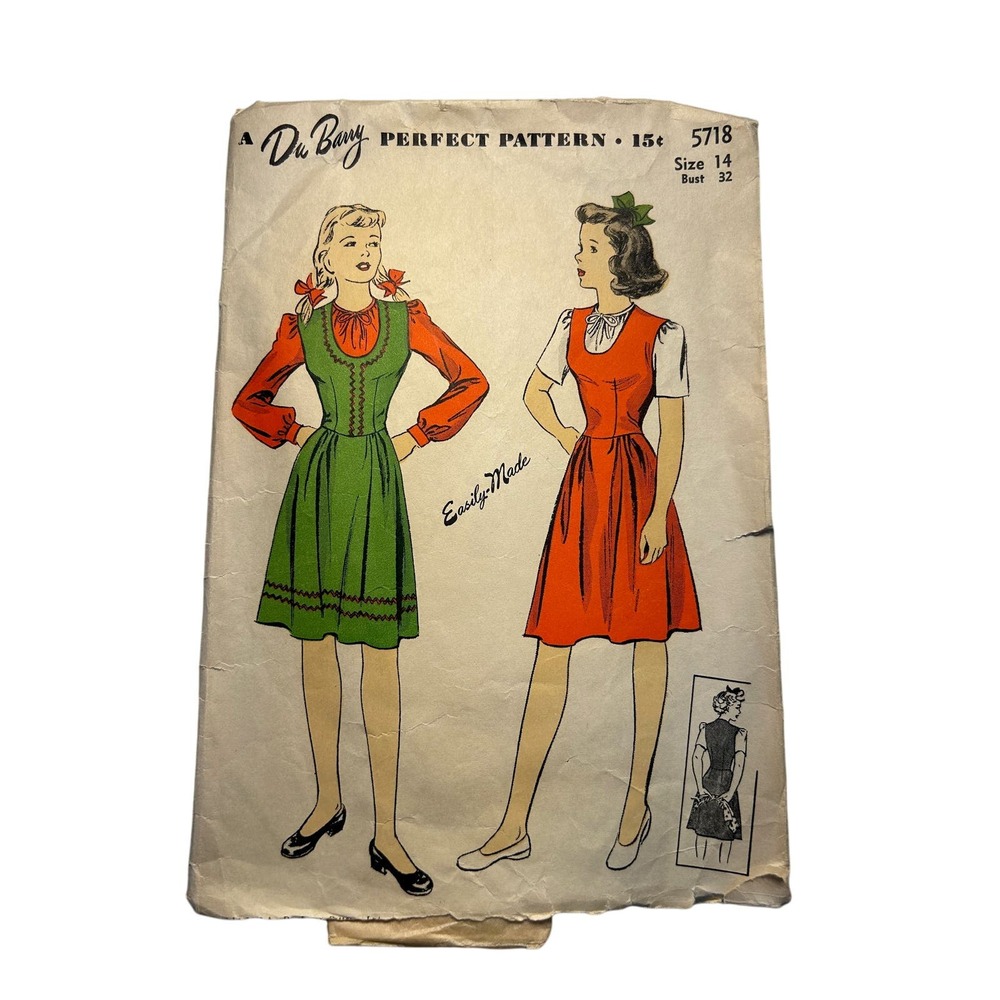 DuBarry‎ Vintage 1942 Pattern #5718 Juniors Jumper and Blouse Size 14